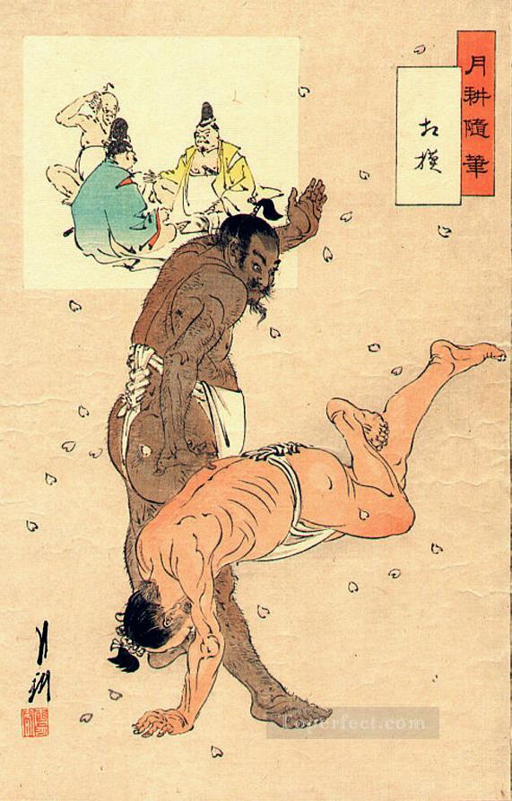 sumo wrestlers 1899 Ogata Gekko Ukiyo e Oil Paintings